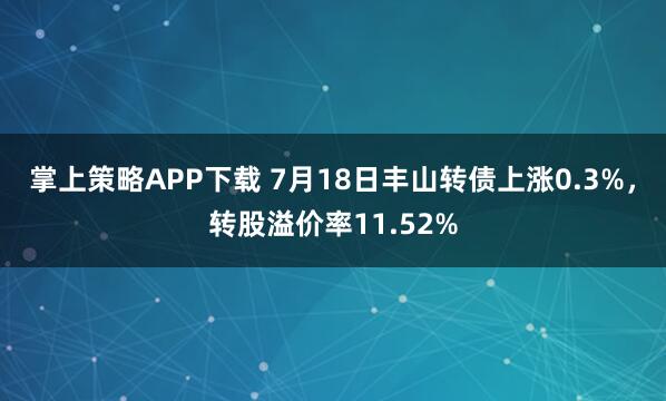 掌上策略APP下载 7月18日丰山转债上涨0.3%，转股溢价率11.52%